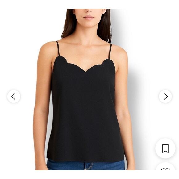 J.Crew Tops - J.Crew | Size 14 Scalloped Black Spaghetti String Flowy Top